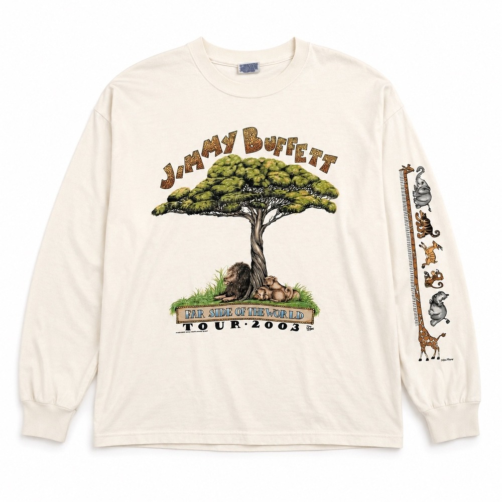 Jimmy Buffett Far Side of the World Tour 2003 Mens XL Cream Long Sleeve T-Shirt
